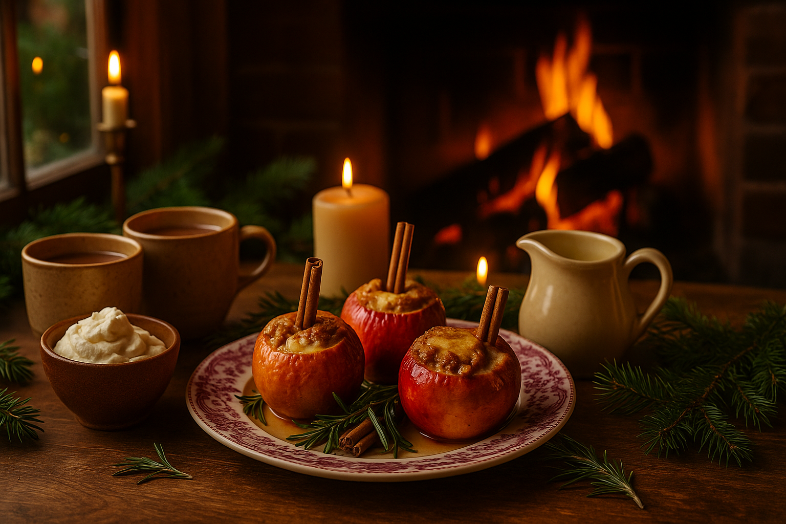 🍎Bratapfel-Zauber: Unser 5-Sterne Rezept für gemütliche Wintertage Winterliche Gemütlichkeit am Kamin