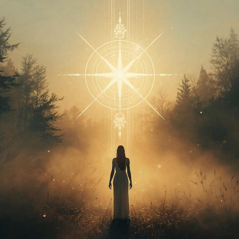 ymbolisches Bild eines leuchtenden inneren Weges in der Natur – Sinnbild für innere Orientierung und Selbstfindung.